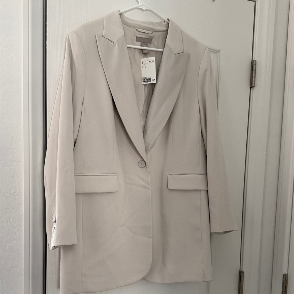 Elegant Satin Lined Cream Women's Blazer